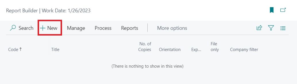 Create a new report