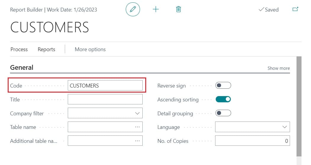 Create a new report