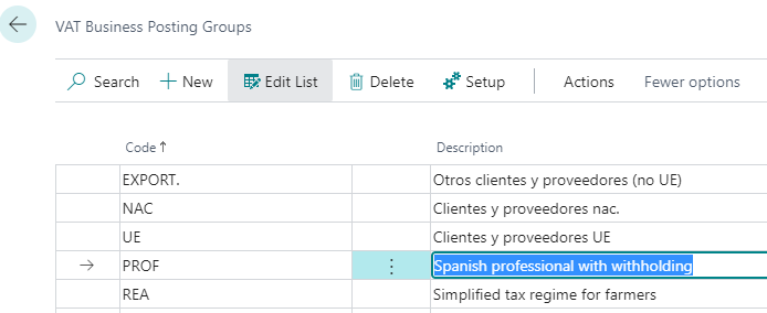 VAT Business Posting Groups