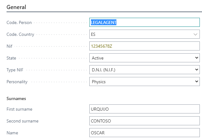 Legal agent personal data