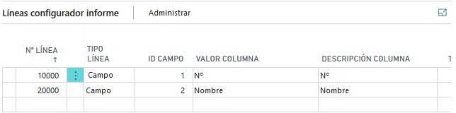 Ficha generador informes - Campos