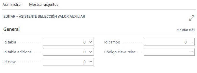 Ficha generador informes - Asistente valor auxiliar