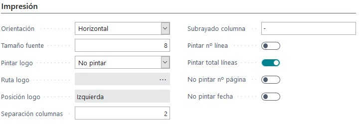 Ficha generador informes - Impresión
