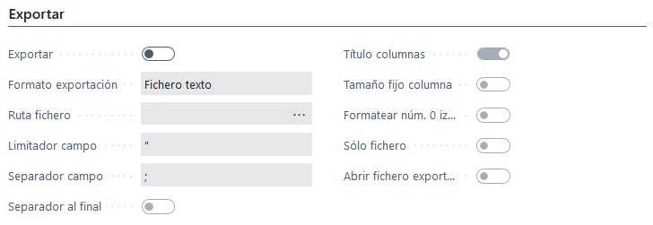 Ficha generador informes - Exportar
